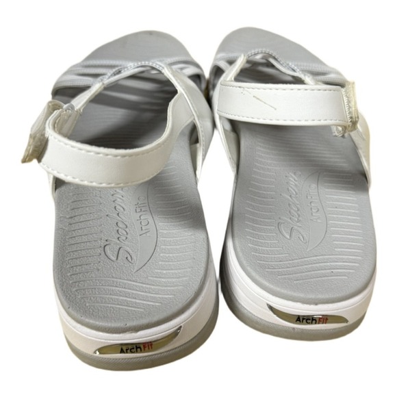 Sketchers Arch Fit Reggae Style White Sandals Womens Size 10 Arch Supoort - Picture 3 of 7